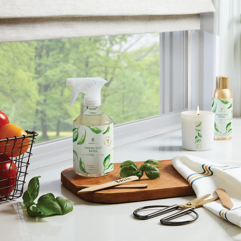 Thymes Scented Candles for Women & Men - Fresh Home Fragrance - Matte White Candles - Notes of Fresh Basil, Tomato Leaf, Sage, Black Currant, Blood Orange, & Petitgrain (Fresh-Cut Basil, 8 oz) - Image 4